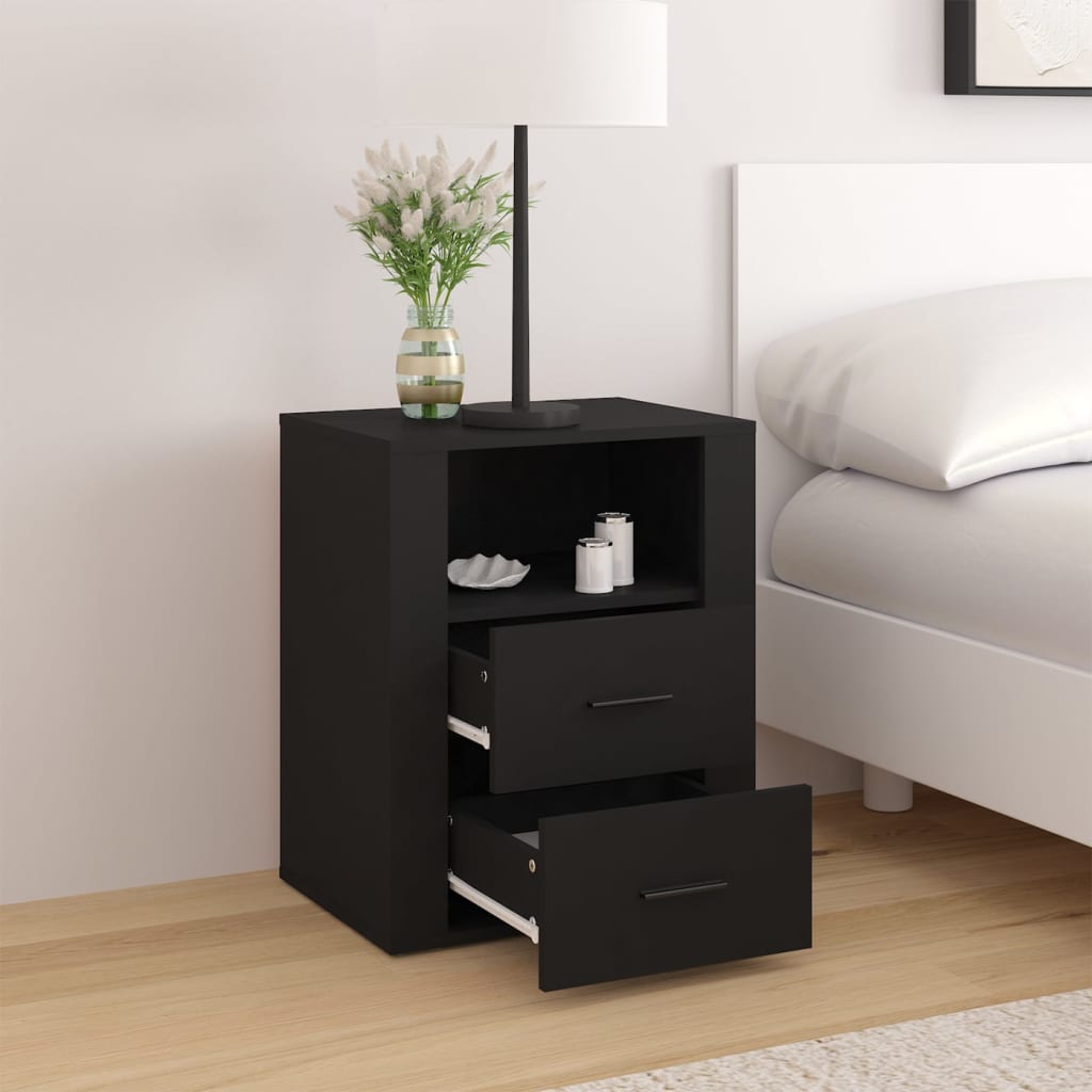 Comodino Nero 50x36x60 cm in Legno Multistrato - homemem39