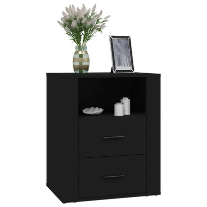 Comodino Nero 50x36x60 cm in Legno Multistrato - homemem39