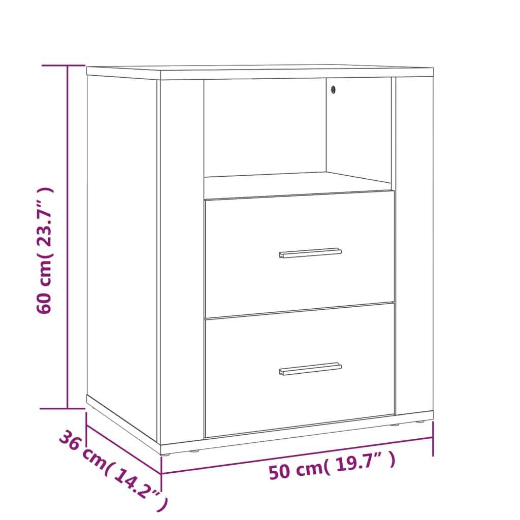 Comodino Nero 50x36x60 cm in Legno Multistrato - homemem39