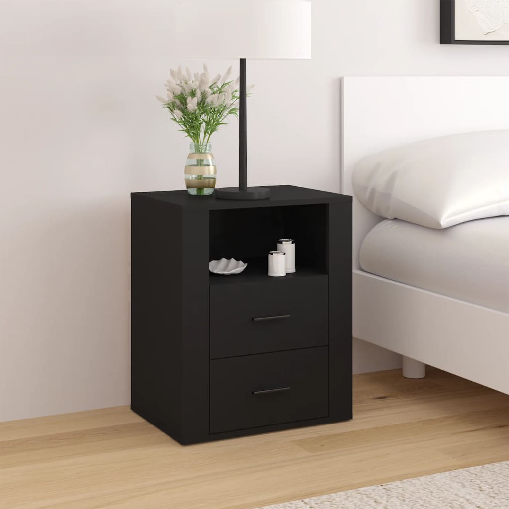 Comodino Nero 50x36x60 cm in Legno Multistrato - homemem39