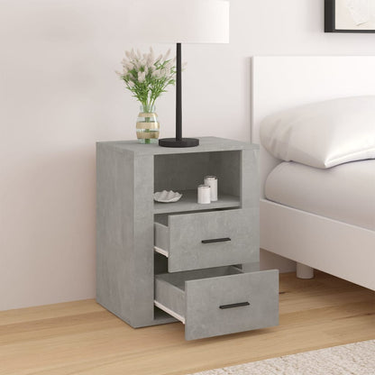 Comodino Grigio Cemento 50x36x60 cm in Legno Multistrato - homemem39