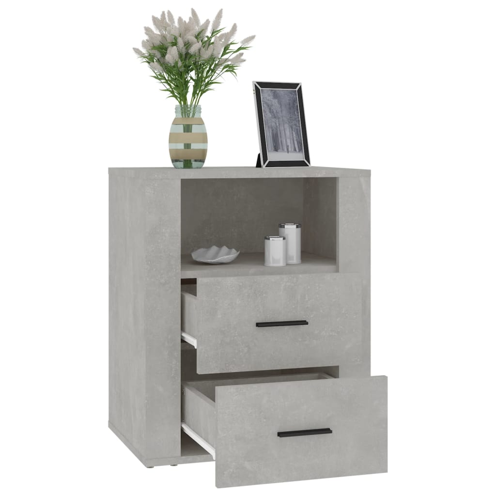 Comodino Grigio Cemento 50x36x60 cm in Legno Multistrato - homemem39