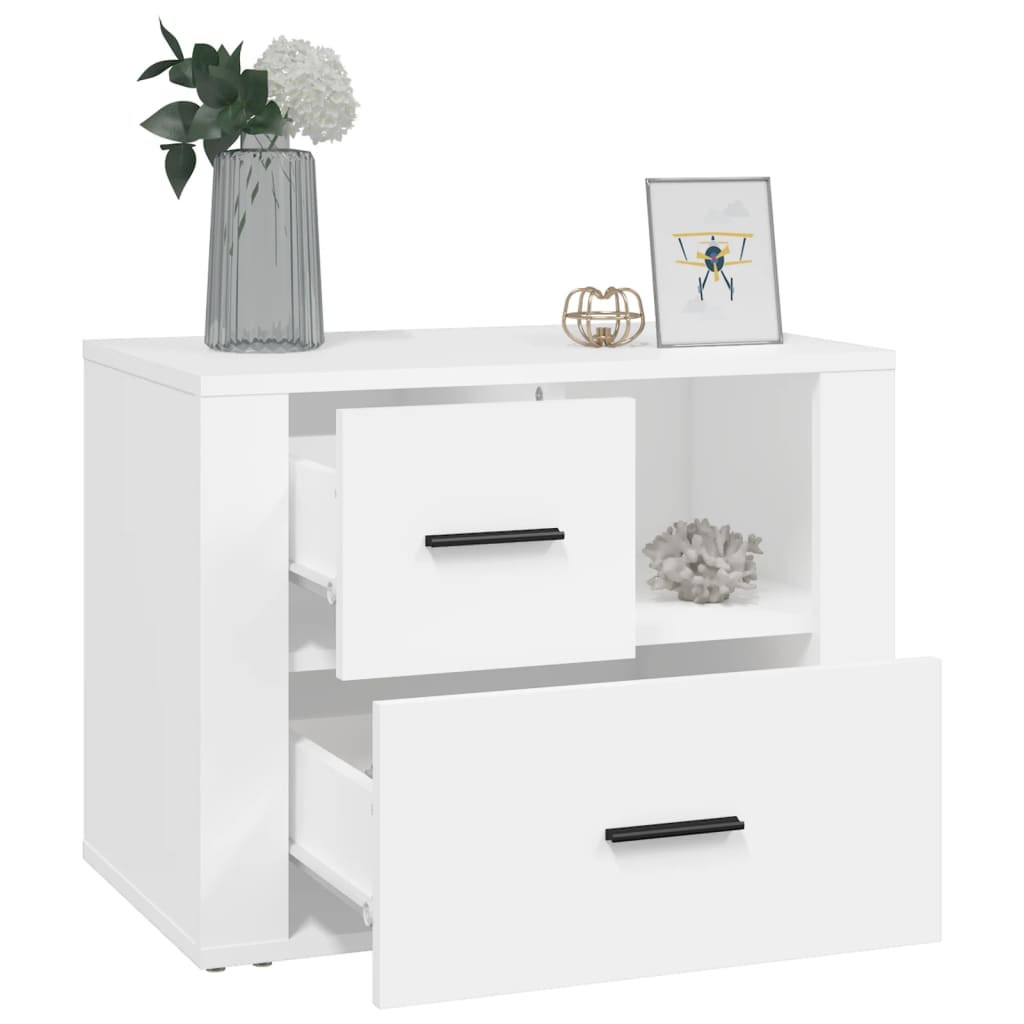 Comodino Bianco 60x36x45 cm in Legno Ingegnerizzato - homemem39