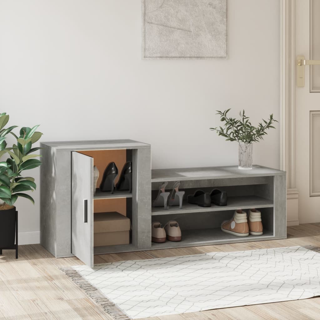 Scarpiera Grigio Cemento 130x35x54 cm in Legno Multistrato - homemem39