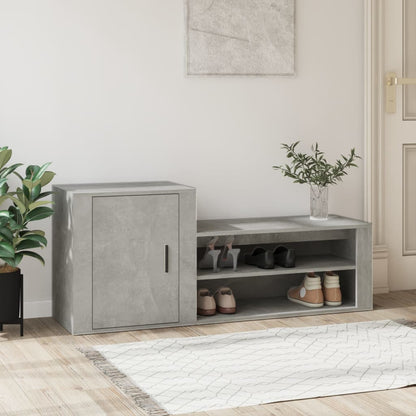 Scarpiera Grigio Cemento 130x35x54 cm in Legno Multistrato - homemem39