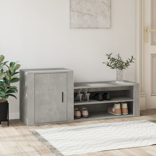 Scarpiera Grigio Cemento 130x35x54 cm in Legno Multistrato - homemem39