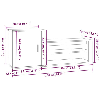 Scarpiera Rovere Marrone 130x35x54 cm in Legno Multistrato - homemem39