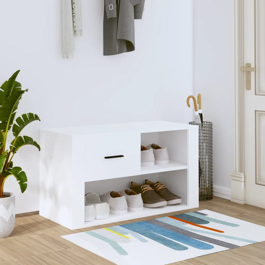 Scarpiera Bianca 80x35x45 cm in Legno Multistrato - homemem39