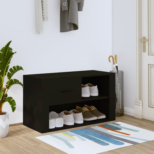 Scarpiera Nera 80x35x45 cm in Legno Multistrato - homemem39
