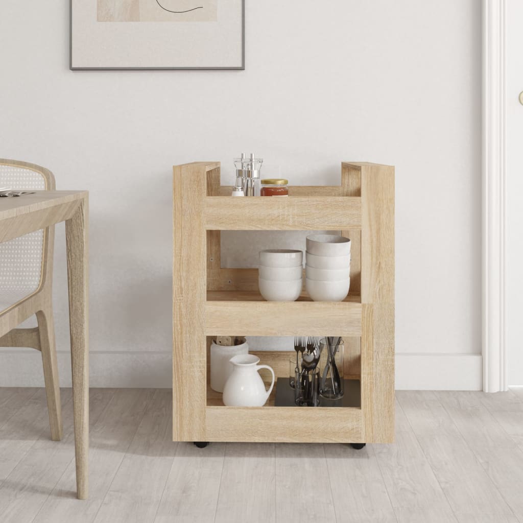 Carrello da Cucina rovere sonoma 60x45x80 cm Legno Multistrato - homemem39