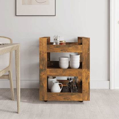 Carrello da Cucina rovere fumo 60x45x80 cm Legno Multistrato - homemem39