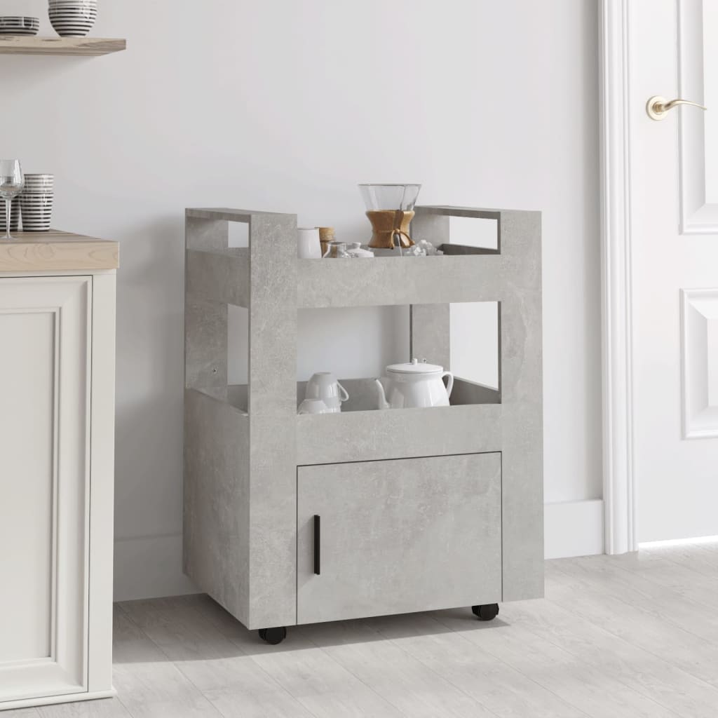 Carrello da Cucina Grigio cemento 60x45x80 cm Legno Multistrato