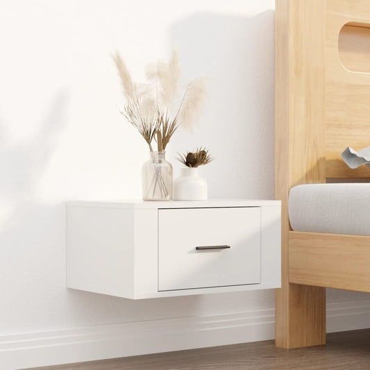 Comodino a Muro Bianco Lucido 50x36x25 cm - homemem39