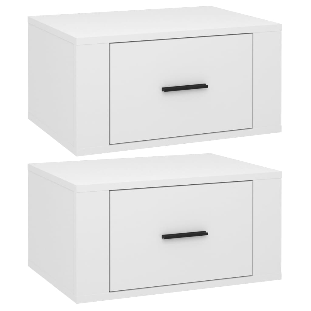 Comodini a Muro 2 pz Bianco Lucido 50x36x25 cm - homemem39