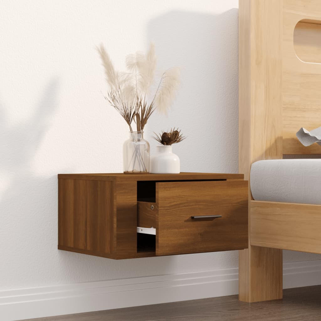 Comodino a Muro Rovere Marrone 50x36x25 cm - homemem39