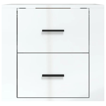 Comodino a Muro Bianco Lucido 50x36x47 cm - homemem39