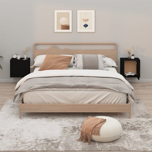 Comodini a Muro 2 pz Nero 50x30x47 cm - homemem39