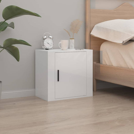 Comodino a Muro Bianco Lucido 50x30x47 cm - homemem39