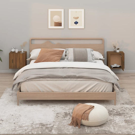 Comodini a Muro 2 pz Rovere Marrone 50x30x47 cm - homemem39