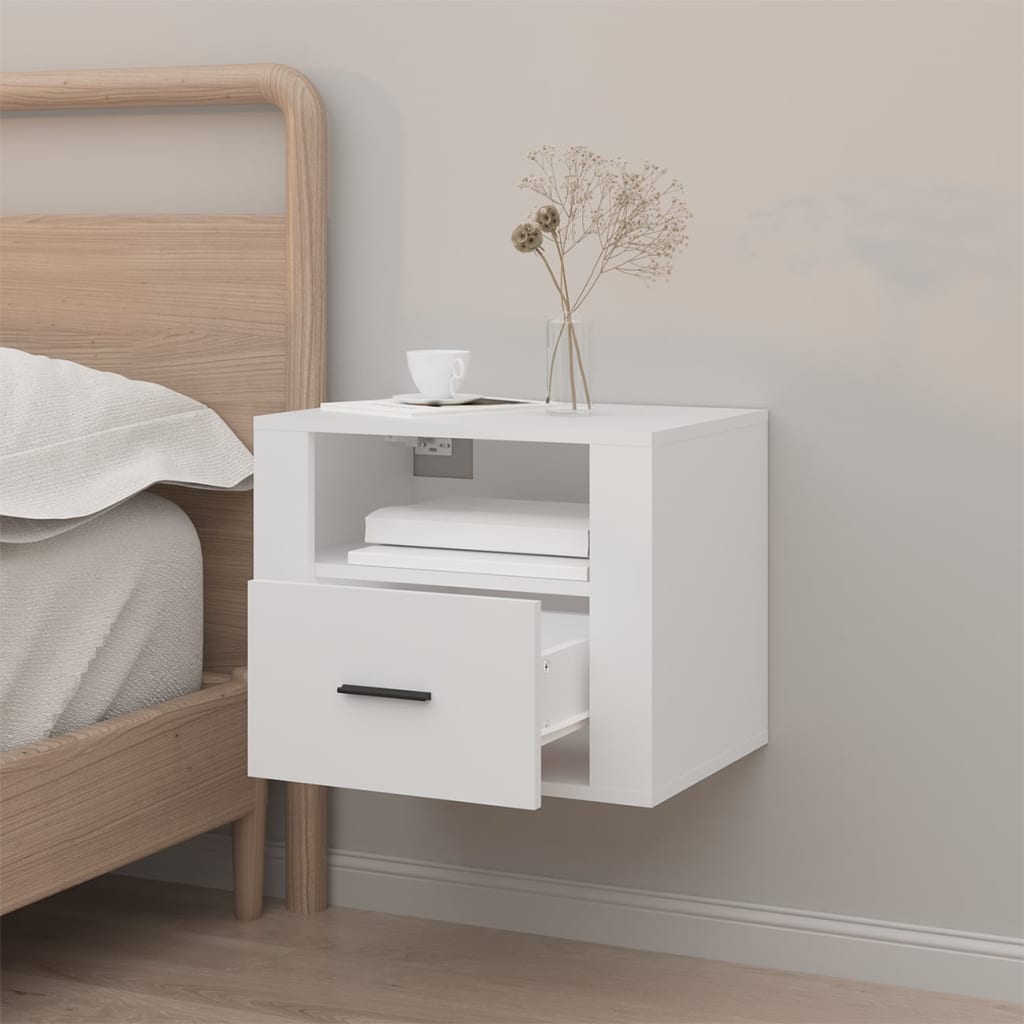 Comodino a Muro Bianco 50x36x40 cm - homemem39