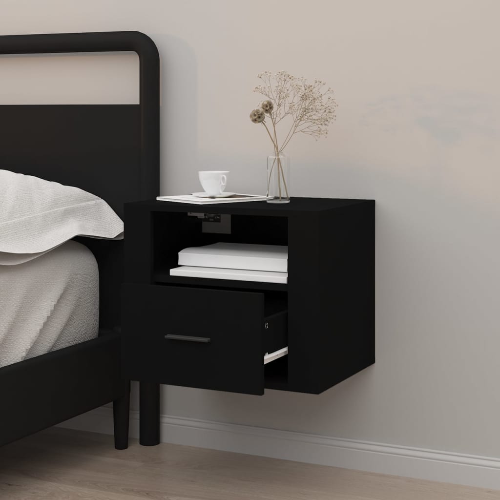 Comodino a Muro Nero 50x36x40 cm - homemem39