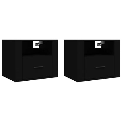 Comodini a Muro 2 pz Nero 50x36x40 cm - homemem39