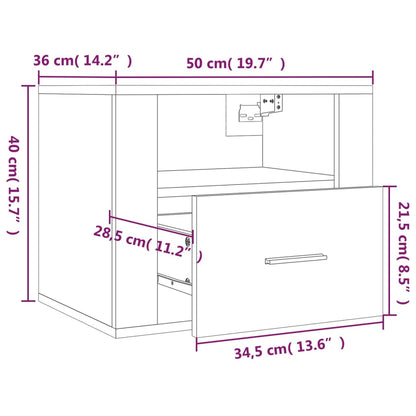 Comodini a Muro 2 pz Nero 50x36x40 cm - homemem39