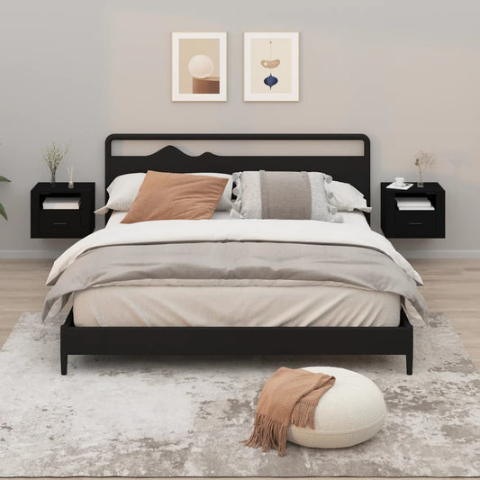 Comodini a Muro 2 pz Nero 50x36x40 cm - homemem39