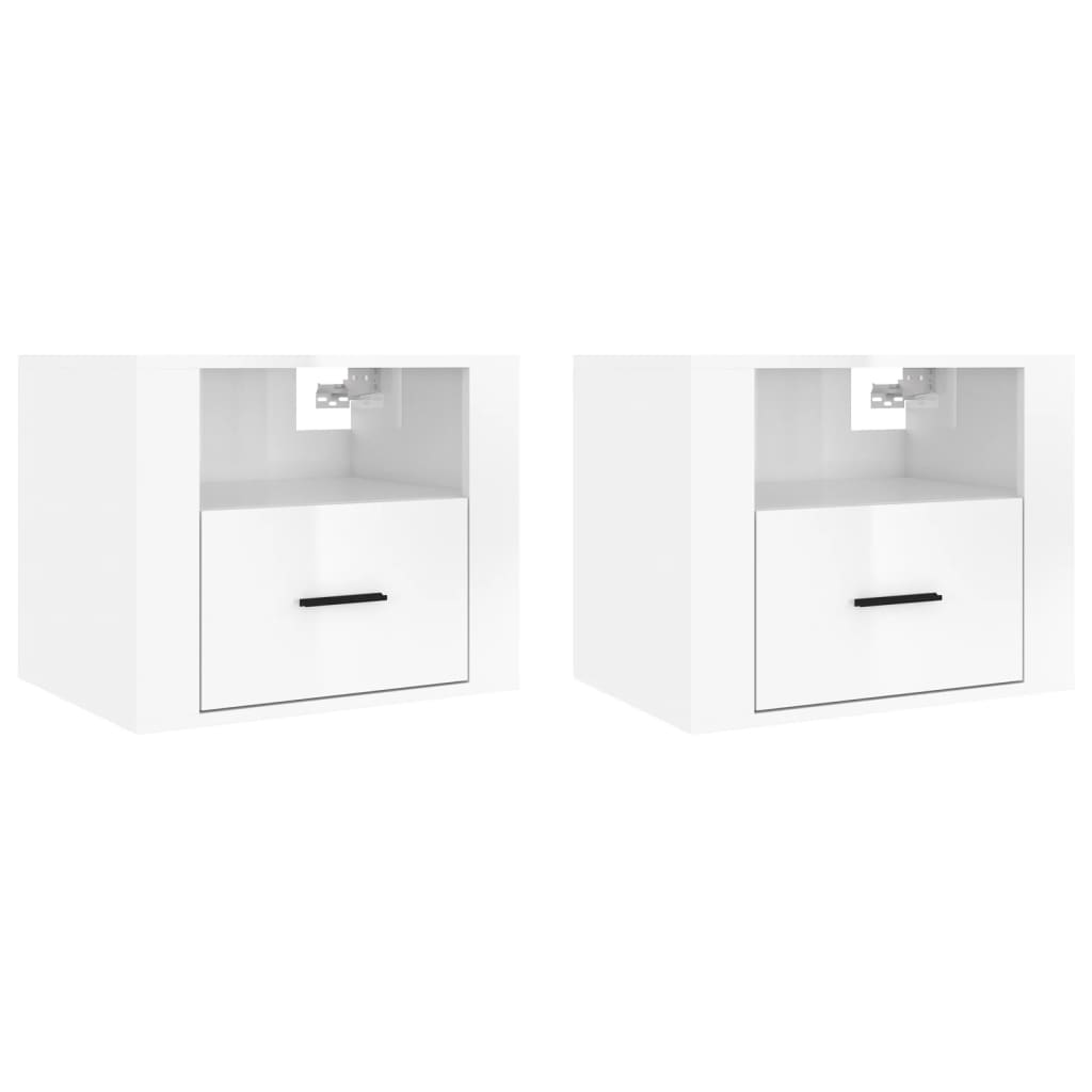 Comodini a Muro 2 pz Bianco Lucido 50x36x40 cm - homemem39