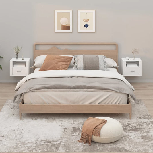Comodini a Muro 2 pz Bianco Lucido 50x36x40 cm - homemem39