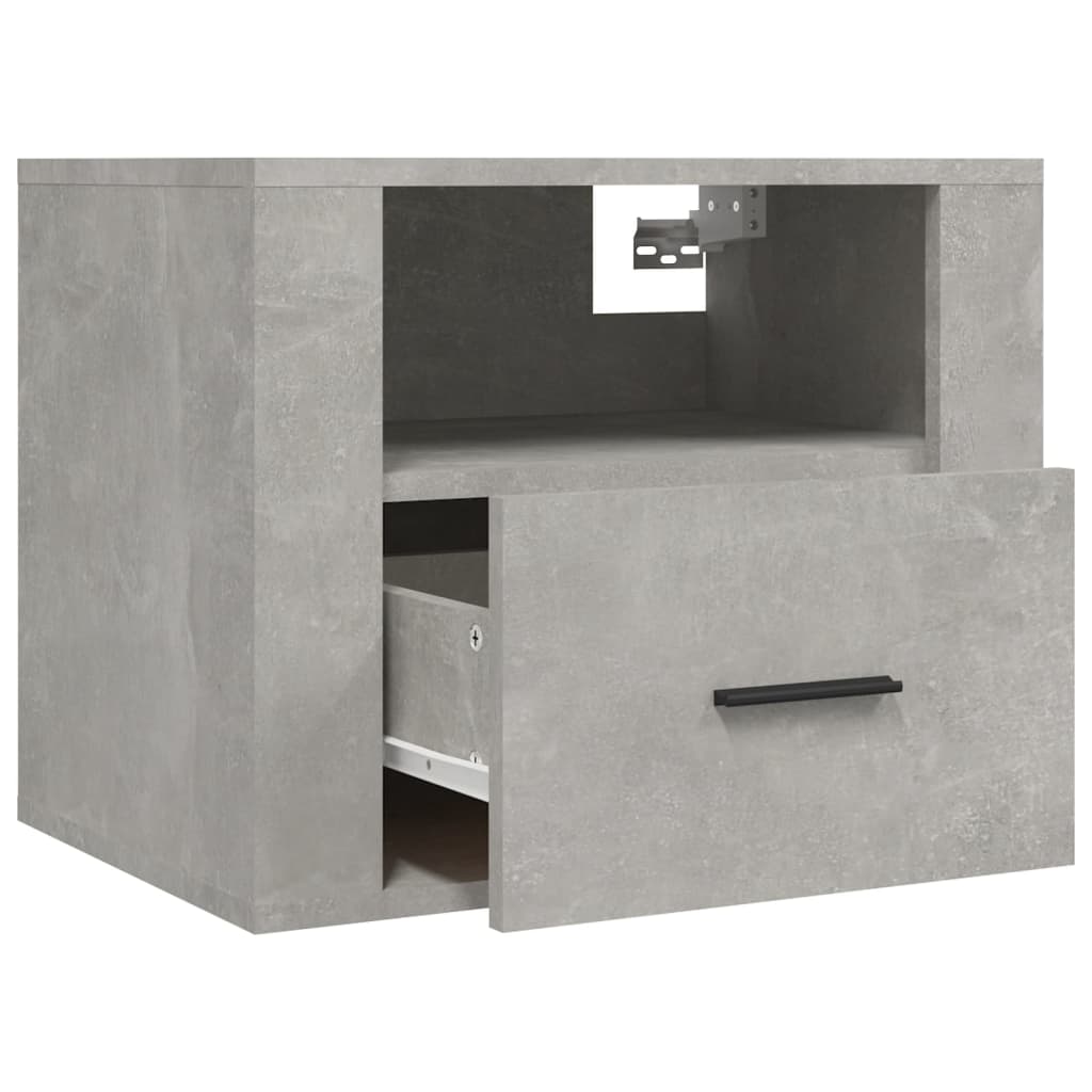 Comodino a Muro Grigio Cemento 50x36x40 cm - homemem39