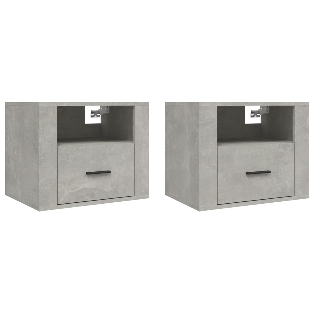 Comodini a Muro 2 pz Grigio Cemento 50x36x40 cm - homemem39