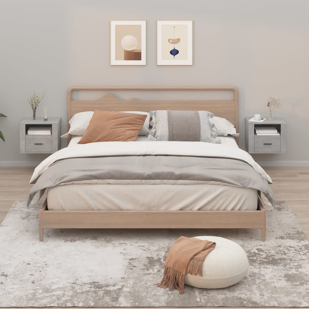 Comodini a Muro 2 pz Grigio Cemento 50x36x40 cm - homemem39