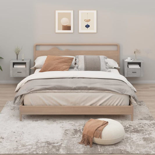 Comodini a Muro 2 pz Grigio Cemento 50x36x40 cm - homemem39