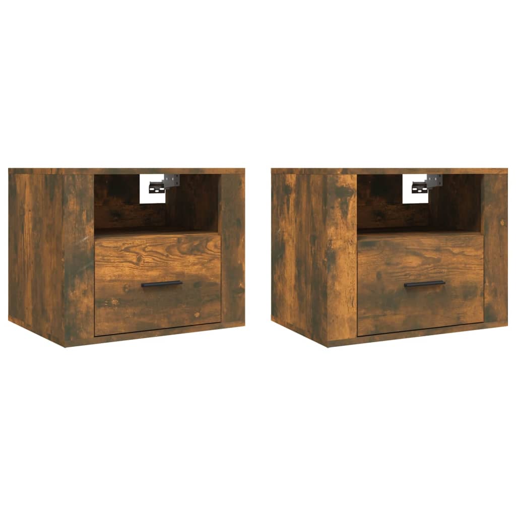 Comodini a Muro 2 pz Rovere Fumo 50x36x40 cm - homemem39