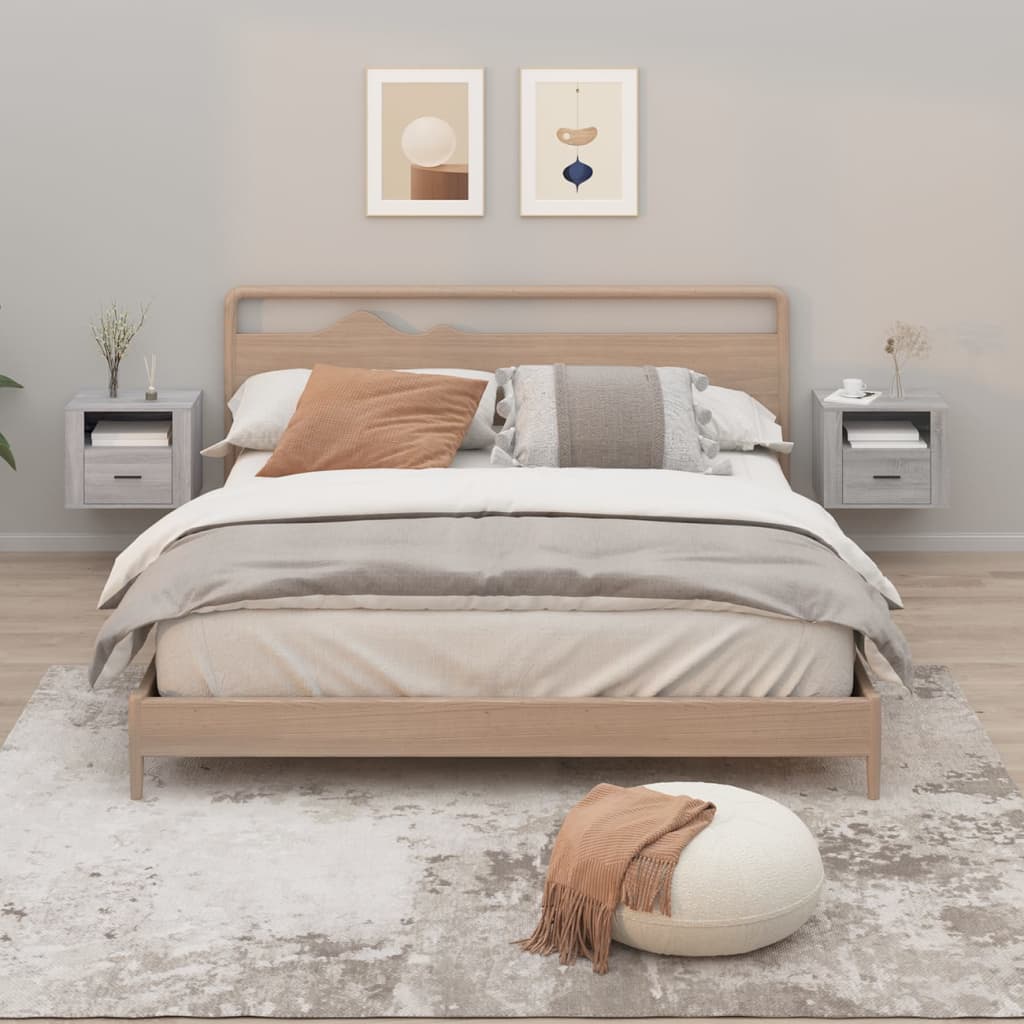 Comodini a Muro 2 pz Grigio Sonoma 50x36x40 cm - homemem39