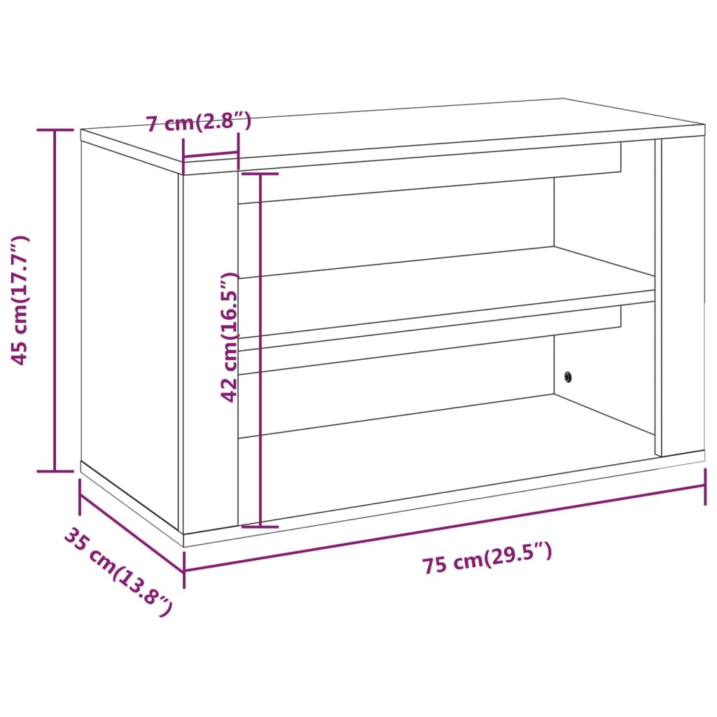 Scarpiera Bianca 75x35x45 cm in Legno Multistrato - homemem39