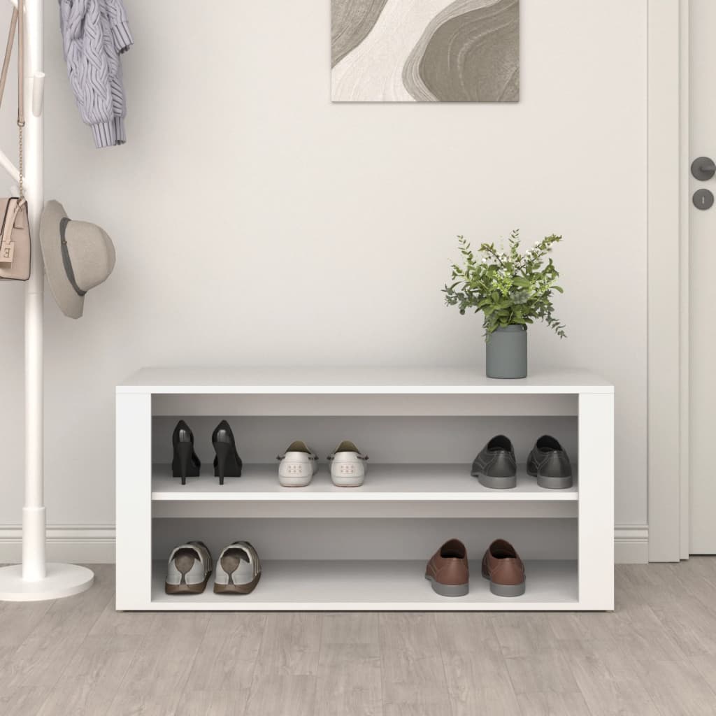 Scarpiera Bianca 100x35x45 cm in Legno Multistrato - homemem39