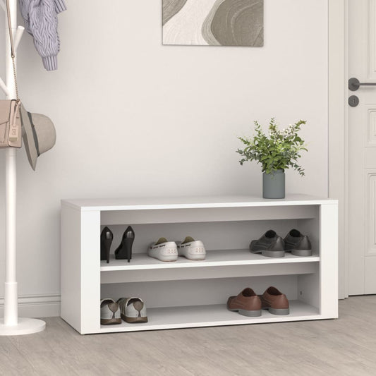 Scarpiera Bianca 100x35x45 cm in Legno Multistrato - homemem39