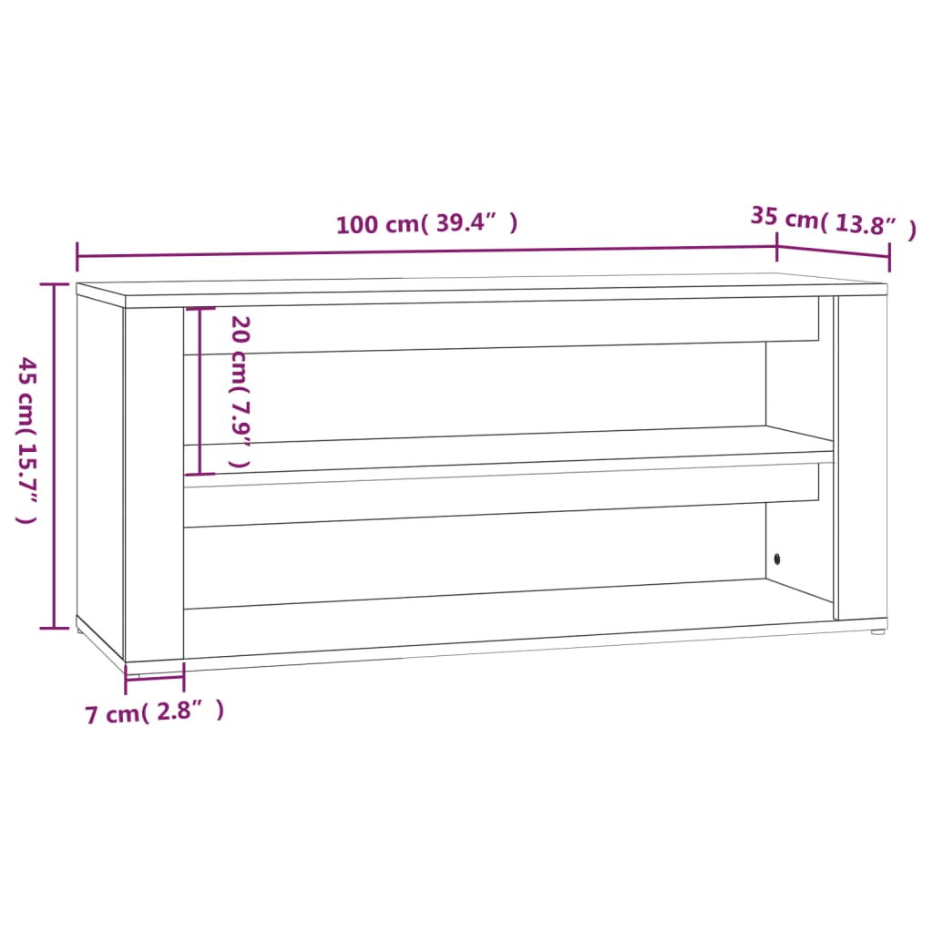 Scarpiera Grigio Cemento 100x35x45 cm in Legno Multistrato - homemem39