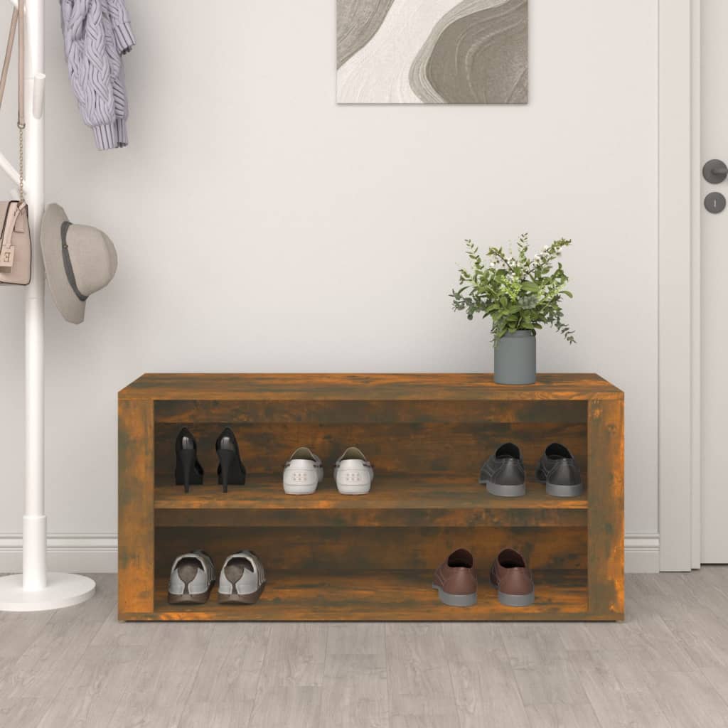 Scarpiera Rovere Fumo 100x35x45 cm in Legno Multistrato - homemem39