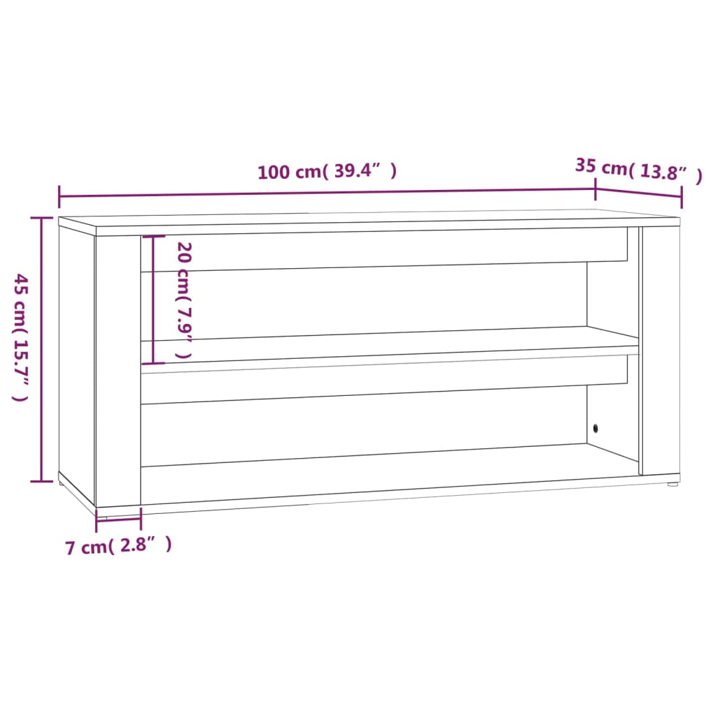 Scarpiera Rovere Fumo 100x35x45 cm in Legno Multistrato - homemem39