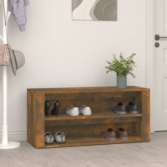 Scarpiera Rovere Fumo 100x35x45 cm in Legno Multistrato - homemem39