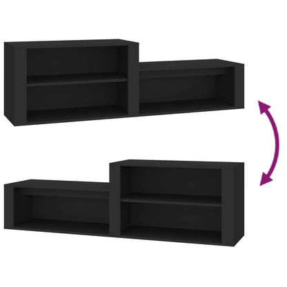 Scarpiera Nero 150x35x45 cm in Legno Multistrato - homemem39