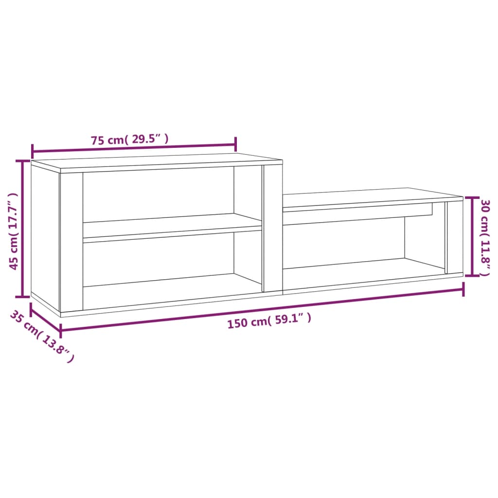 Scarpiera Grigio Cemento 150x35x45 cm in Legno Multistrato - homemem39