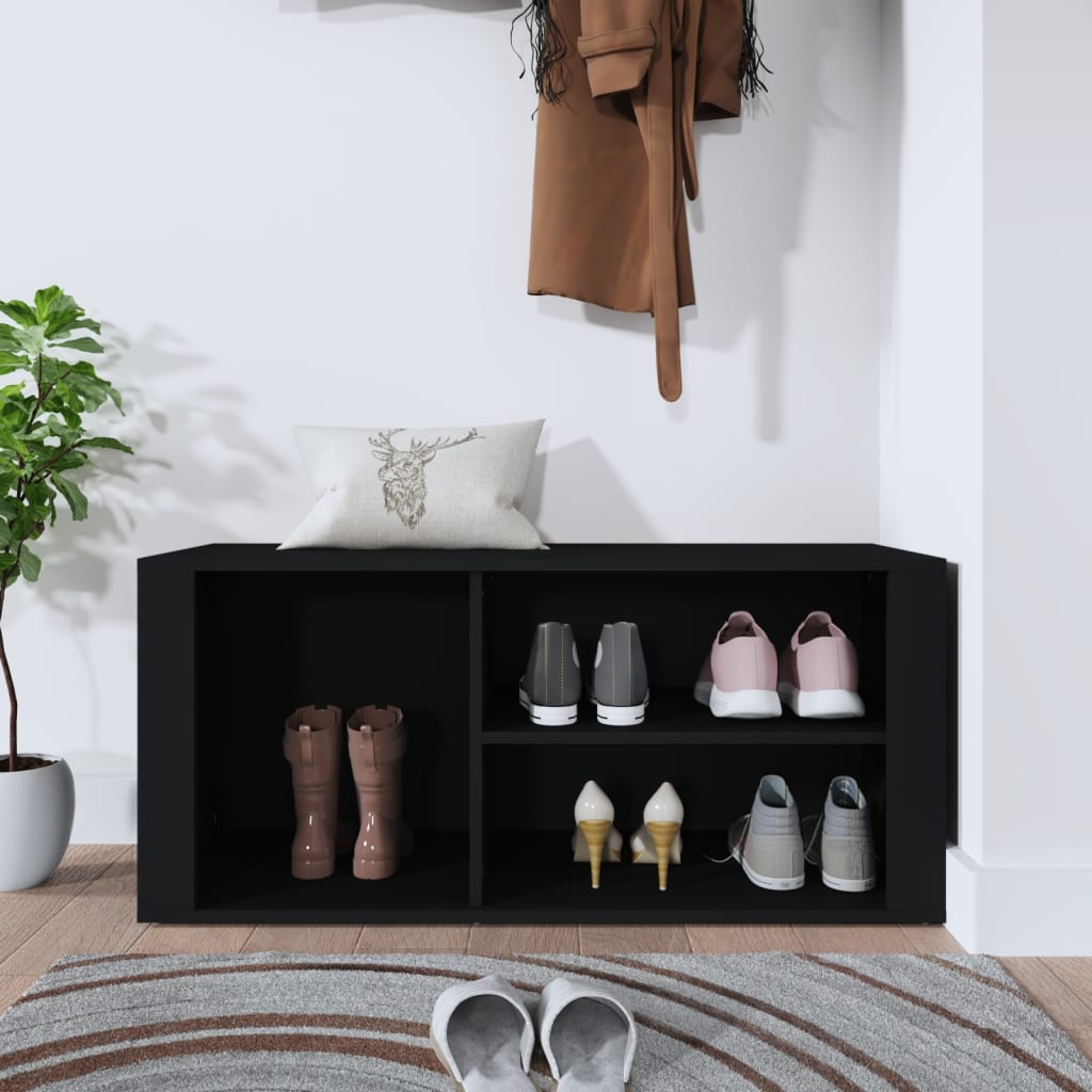 Scarpiera Nero 100x35x45 cm in Legno Multistrato - homemem39