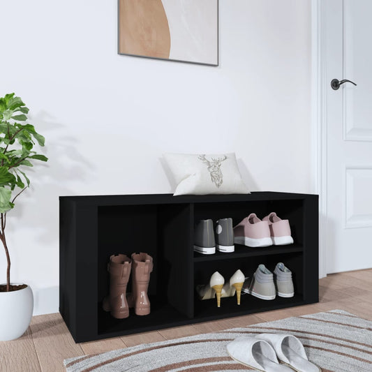 Scarpiera Nero 100x35x45 cm in Legno Multistrato - homemem39