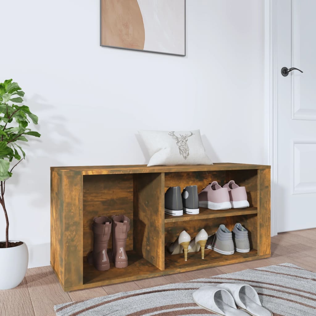 Scarpiera Rovere Fumo 100x35x45 cm in Legno Multistrato - homemem39