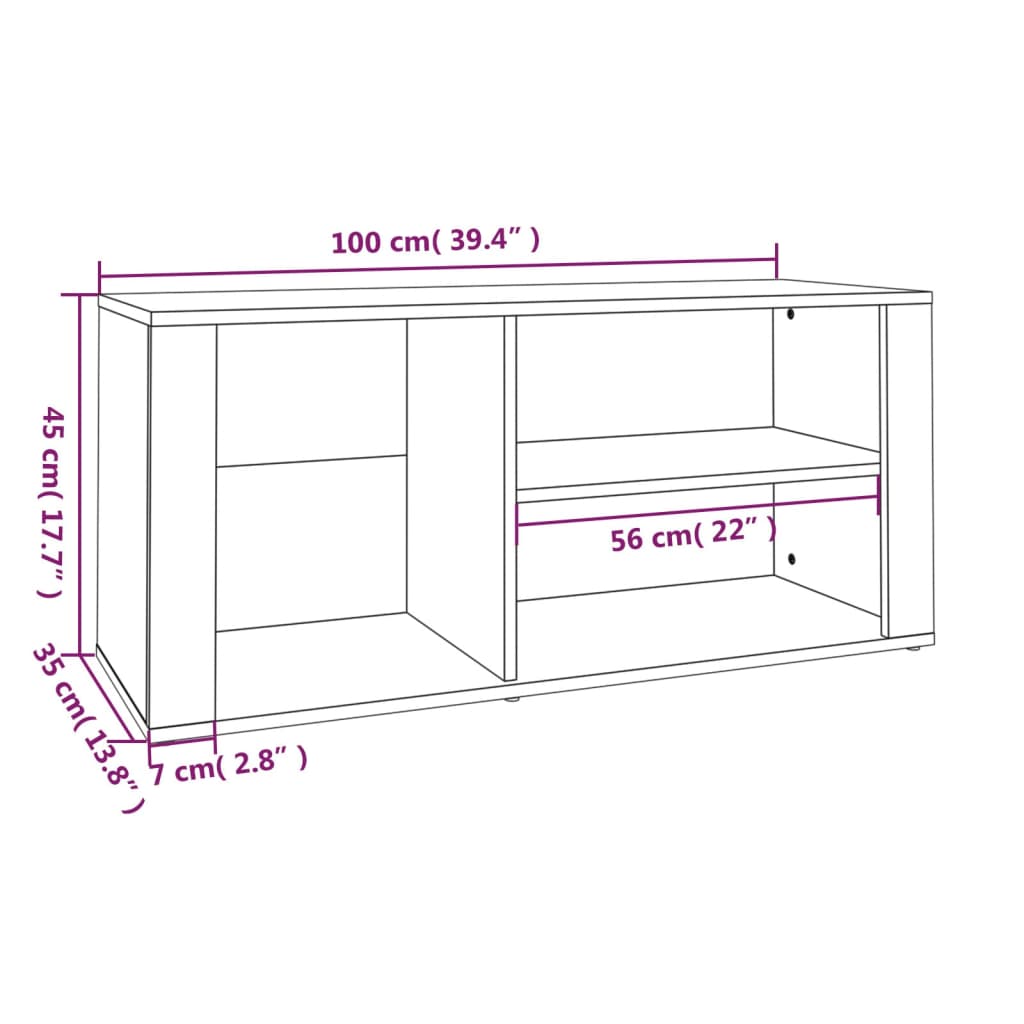Scarpiera Grigio Sonoma 100x35x45 cm in Legno Multistrato - homemem39