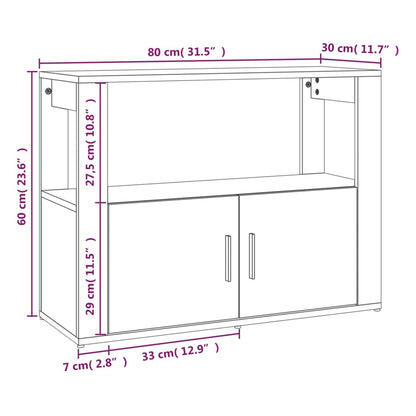 Credenza Rovere Fumo 80x30x60 cm in Legno Multistrato - homemem39